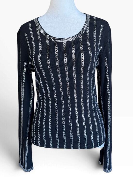 LC Lizette Collection Sweaters - Lizette Collection Black Sequin Studded Elegant Sweater  Sz Large